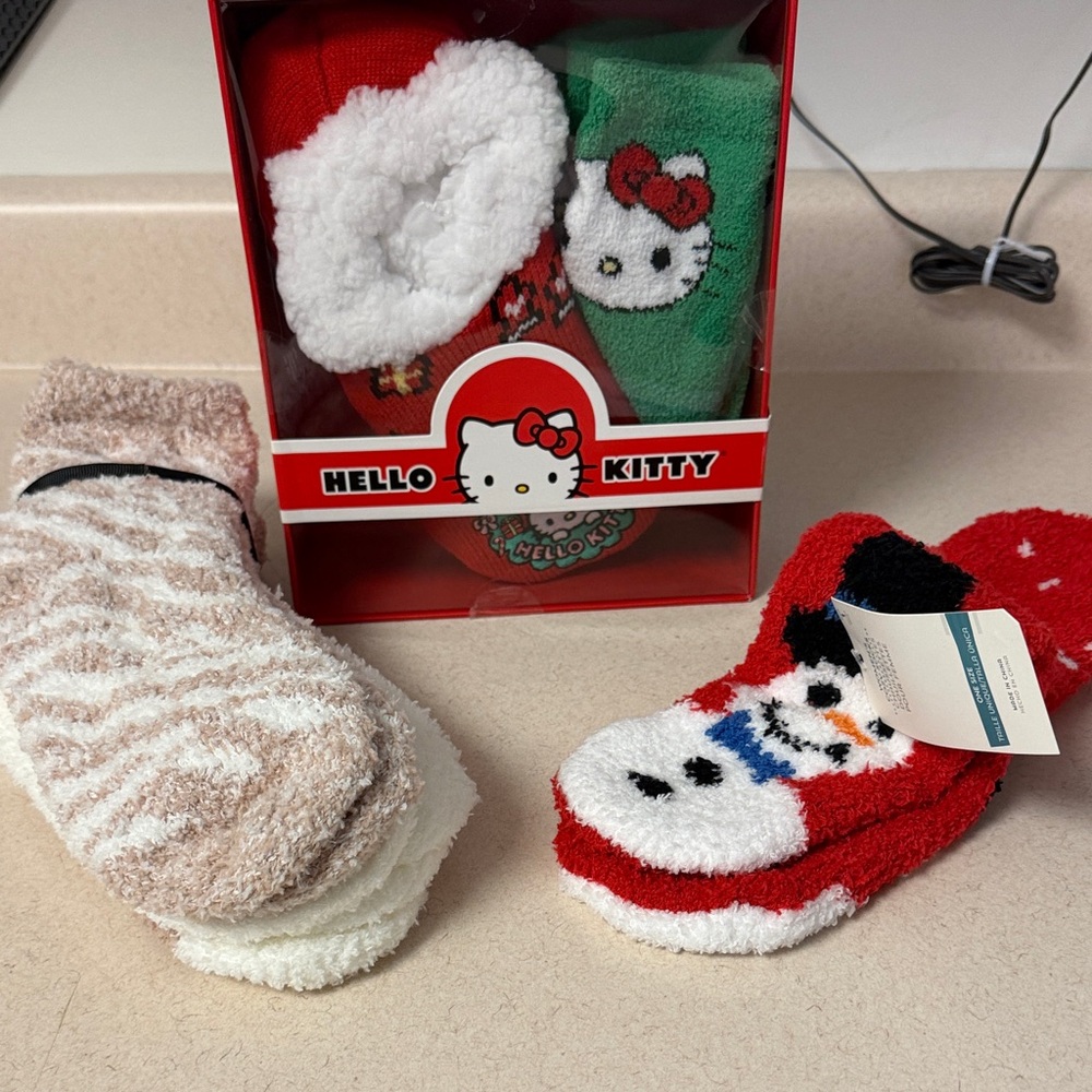 Hello Kitty Festive Sock Set - Red, Green, White. Also 3 pairs of comfy socks